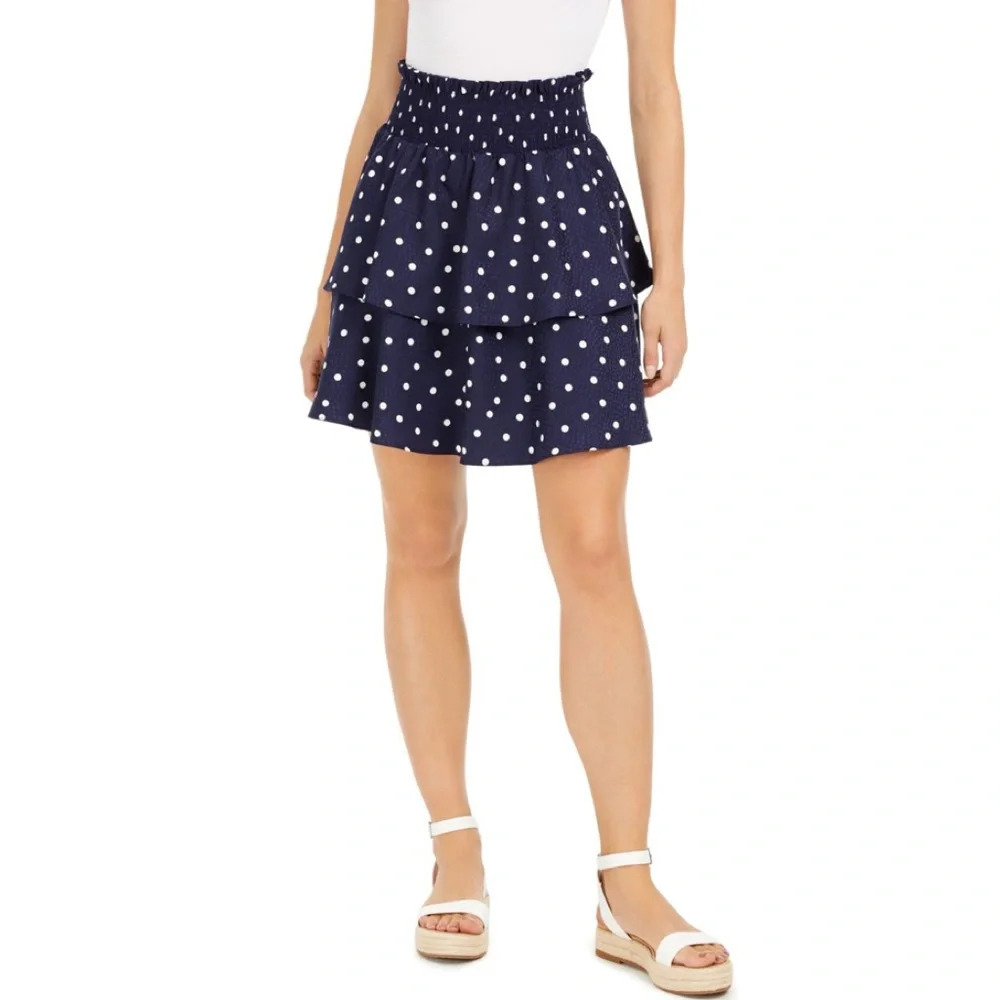 Maison Jules Polka Dot Smocked Tiered Skirt
